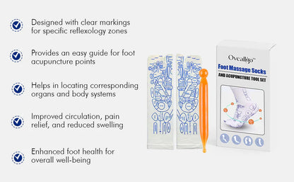 Reflexology Chart Socks With Tool  | GREAT DEAL 30% OFF TODAY