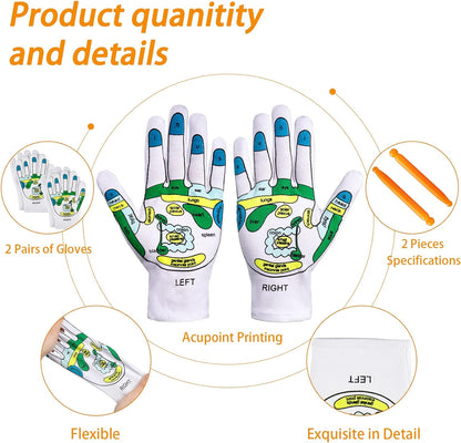 Reflexology Chart Gloves With Tool | GREAT DEAL 30% OFF TODAY