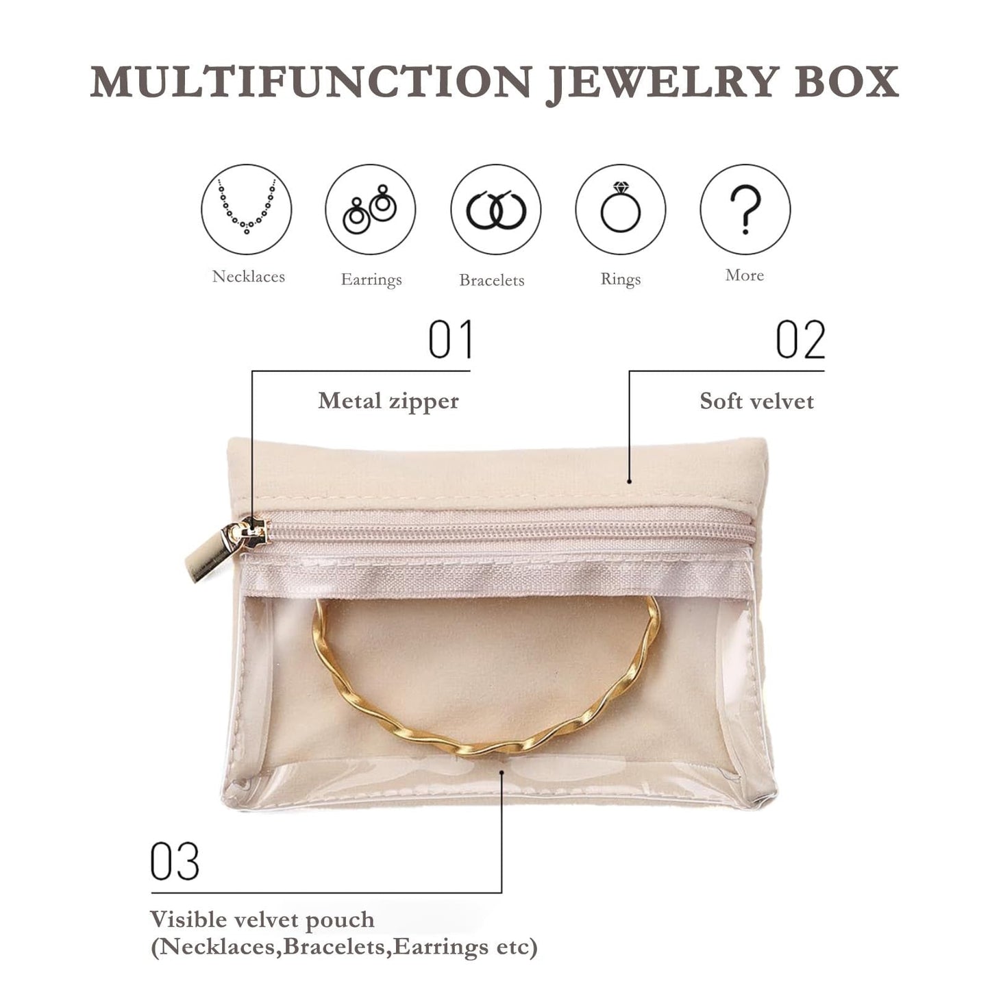 Portable Jewellery Organizer Bag with Zipper Bags