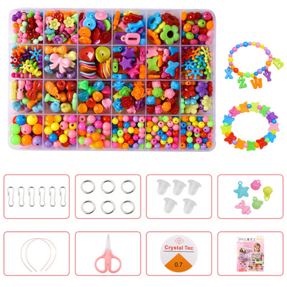 Jewellery Making Craft Kit for Kids, DIY Beads Kit for Bracelets, Necklaces & Hairbands